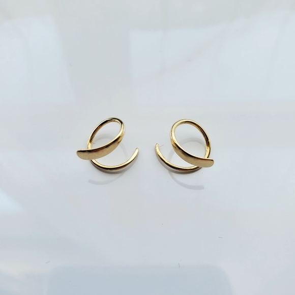 Authentic 18k Solid Yellow Gold Spiral Earrings - Picture 5 of 7